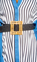 Stretch Straw Raffia Buckle Belt - Black - Cutely Covered