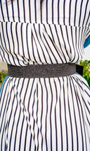 Stretch Straw Raffia Buckle Belt - Black - Cutely Covered