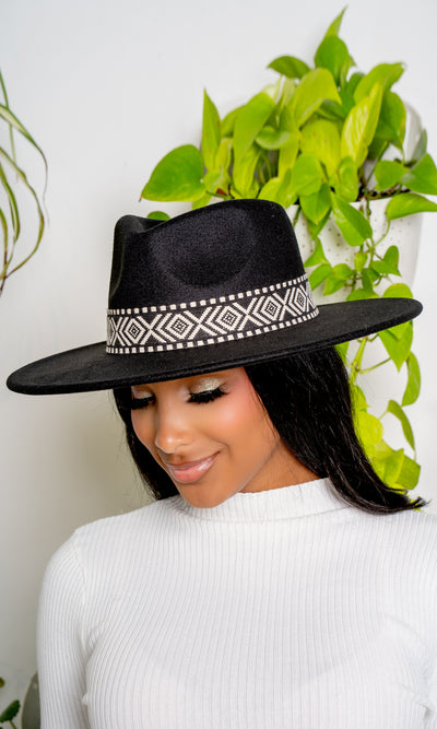 Black Abstract Band Fedora - Cutely Covered