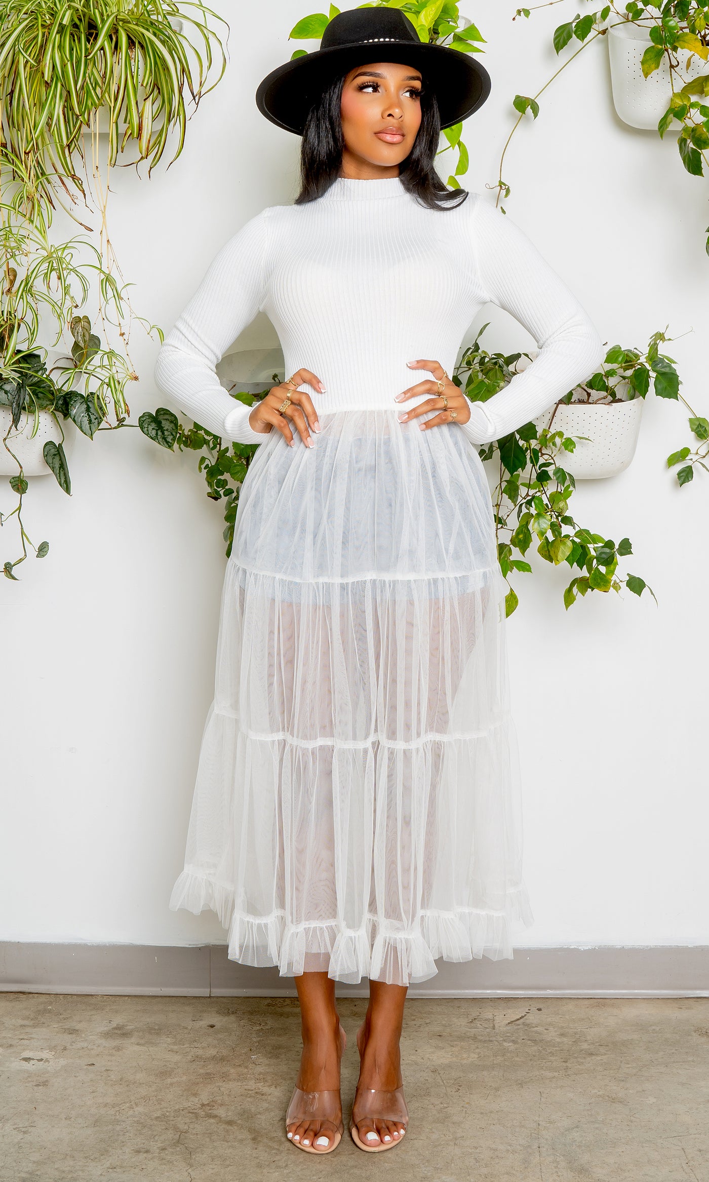By My Side | Tulle Sweater Top - White - Cutely Covered