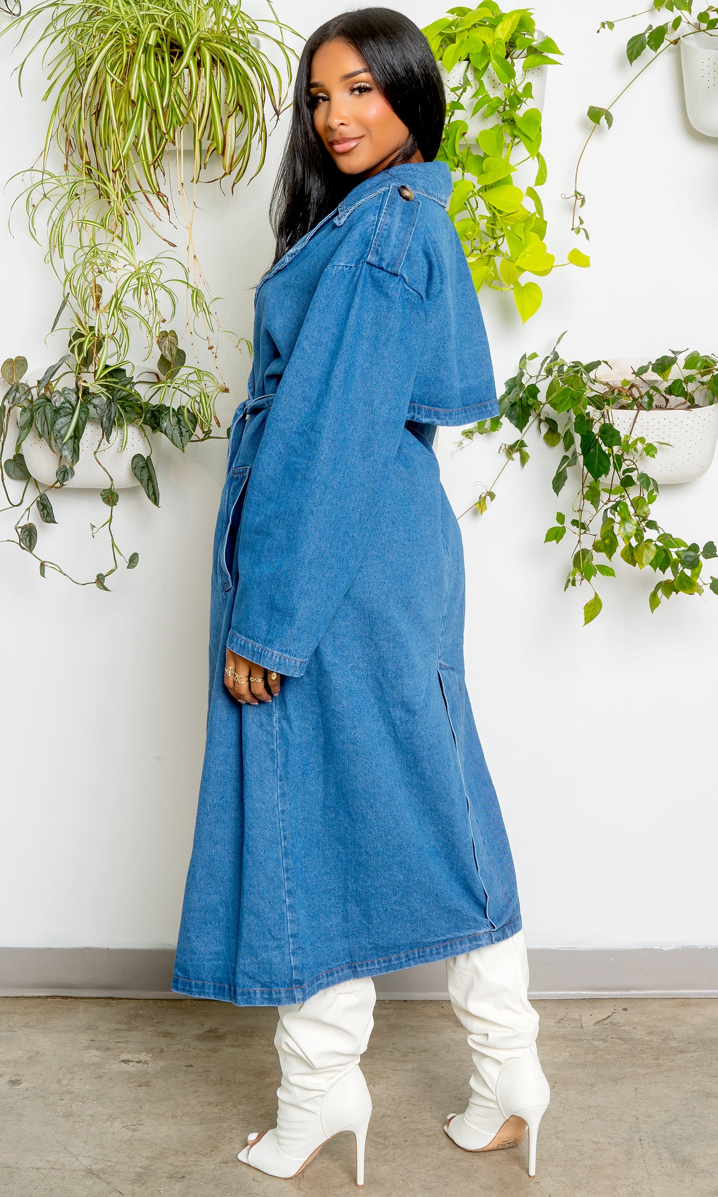 Denim Trench Coat - Cutely Covered