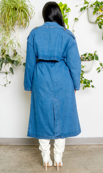 Denim Trench Coat - Cutely Covered