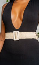 Straw Raffia Buckle Belt - Ivory - Cutely Covered
