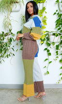 The "Fuzzy Feeling" Knitted Sweater(Color Block) - Cutely Covered