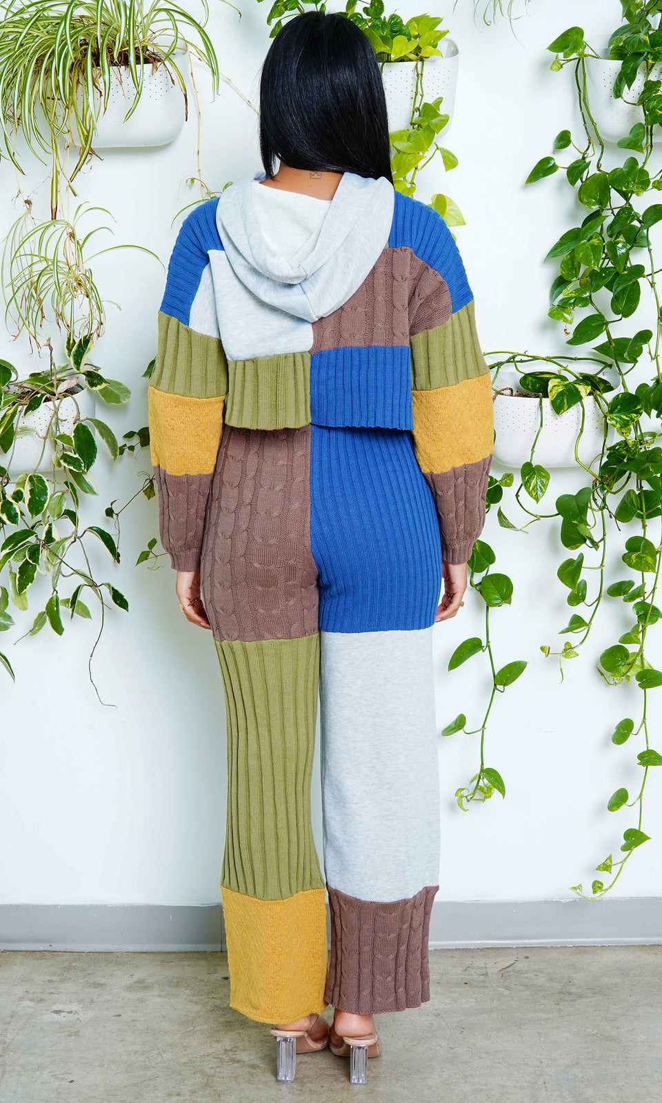 Fuzzy Feeling Knitted Colorblock Hoodie Pant Set – Cutely Covered