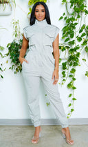 At Ease Jumpsuit- Grey - Cutely Covered