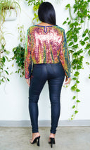 Metallic Sequin Bubble-Sleeve Top(Multicolored) - Cutely Covered