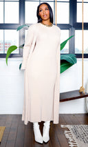 Arianna | Ribbed Sleeveless Bodycon Sweater Dress - Beige FINAL SALE - Cutely Covered
