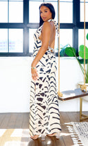 Nepal Halter Dress-Ivory Black - Cutely Covered