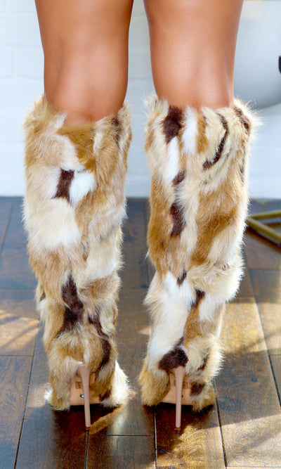 Upsetter | Faux Fur High Heel Boots - Khaki