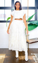 Paula | Perfect Crop Top and Midi Skirt Set - Cream - Cutely Covered