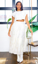 Paula | Perfect Crop Top and Midi Skirt Set - Cream - Cutely Covered