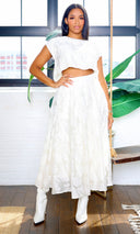 Paula | Perfect Crop Top and Midi Skirt Set - Cream - Cutely Covered