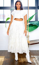 Paula | Perfect Crop Top and Midi Skirt Set - Cream - Cutely Covered