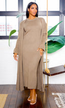 Arianna | Ribbed Sleeveless Bodycon Sweater Dress  - Olive - Cutely Covered