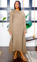 Arianna | Ribbed Sleeveless Bodycon Sweater Dress  - Olive - Cutely Covered