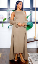 Arianna | Ribbed Sleeveless Bodycon Sweater Dress  - Olive - Cutely Covered