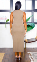 Arianna | Ribbed Sleeveless Bodycon Sweater Dress  - Olive - Cutely Covered