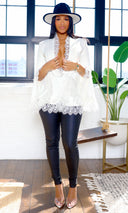 Nicole Lace-Detail Blazer - White - Cutely Covered