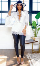 Nicole Lace-Detail Blazer - White - Cutely Covered