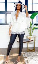 Nicole Lace-Detail Blazer - White - Cutely Covered