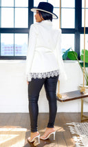 Nicole Lace-Detail Blazer - White - Cutely Covered