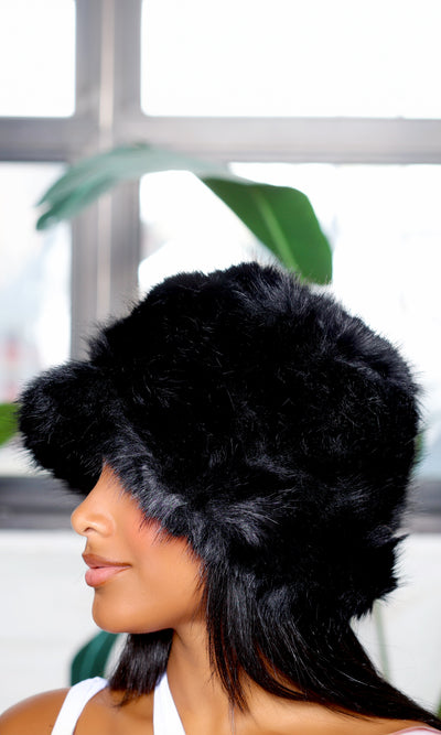 Faux Fur Hat - Black