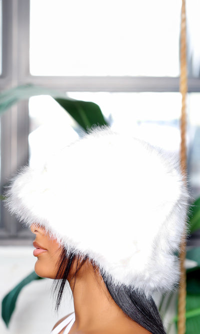 Faux Fur Hat - White