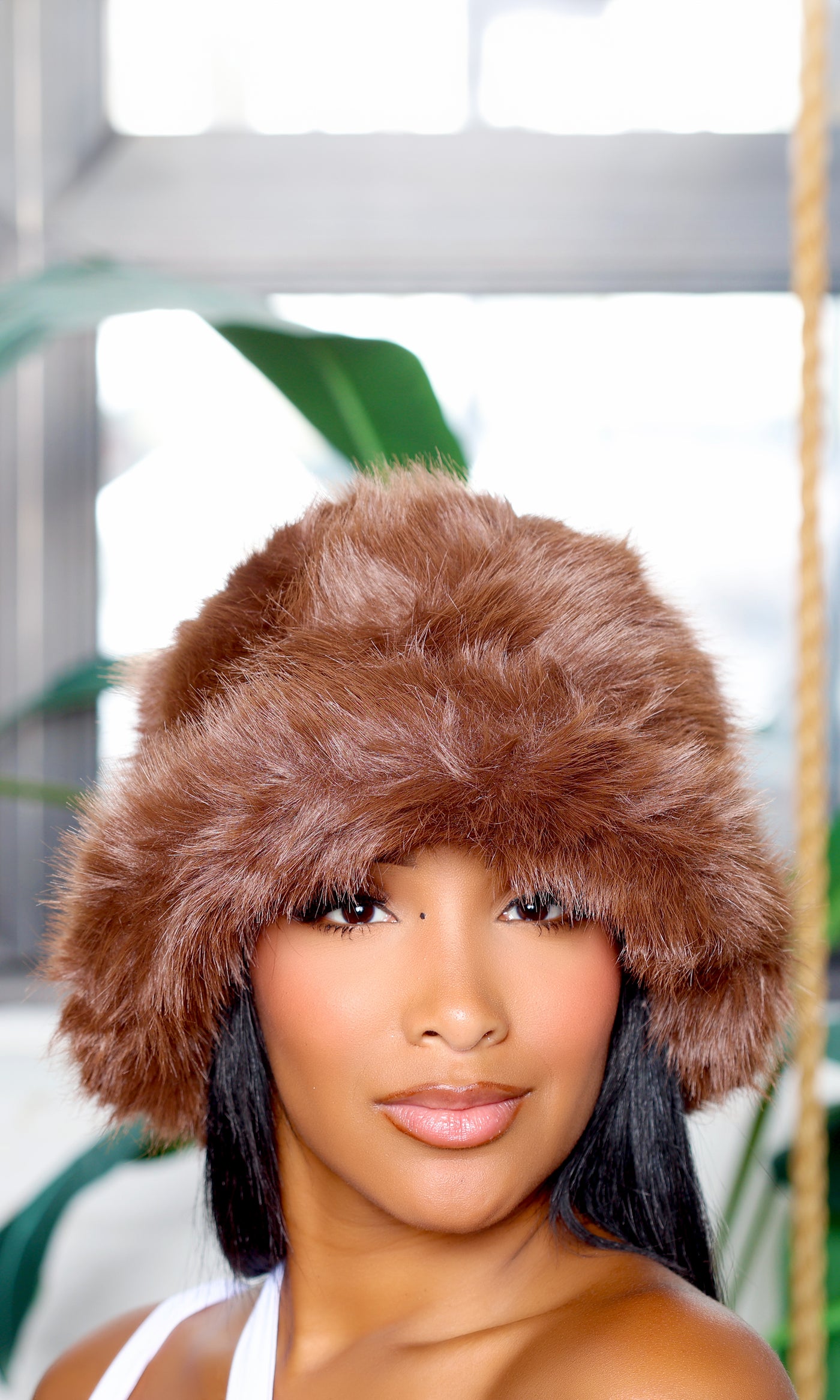 Faux Fur Hat - Coffee