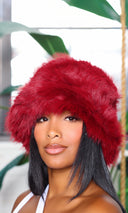 Faux Fur Hat - Burgundy - Cutely Covered