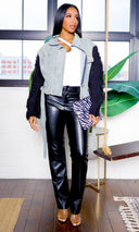 Khloe | Black  Faux Leather Pants - Cutely Covered