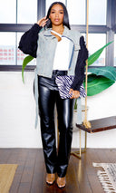 Khloe | Black  Faux Leather Pants - Cutely Covered