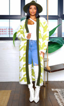 Houndstooth Detail Cardigan - Olive - Cutely Covered