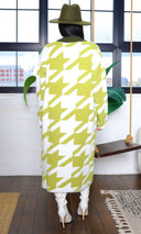 Houndstooth Detail Cardigan - Olive - Cutely Covered