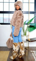 Faux Fur  Jacket - Taupe - Cutely Covered