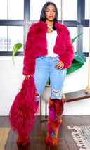 Rosalie | Faux Fur Handbag - Plum  Purple - Cutely Covered