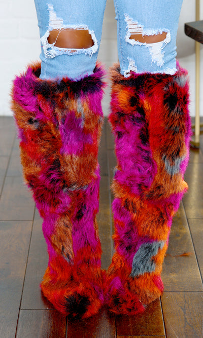 Upsetter | Faux Fur High Heel Boots - Magenta