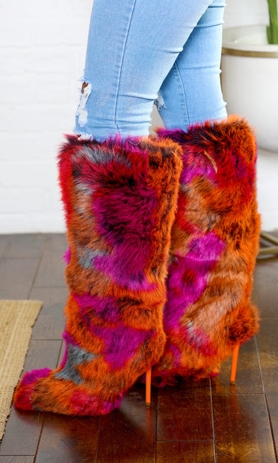 Upsetter | Faux Fur High Heel Boots - Magenta