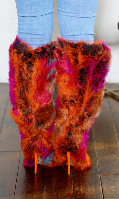 Upsetter | Faux Fur High Heel Boots - Magenta