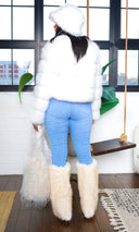 Faux Fur Zip Up Jacket - White - Cutely Covered
