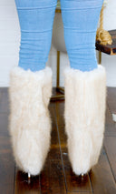 White Stiletto Faux Fur Boots - Cutely Covered