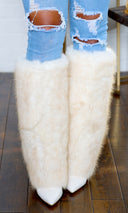 White Stiletto Faux Fur Boots - Cutely Covered