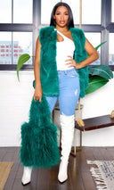 Rosalie | Faux Fur Handbag - Green - Cutely Covered