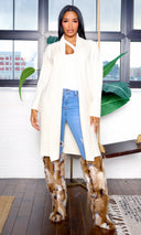 Lilah | Open Front Cardigan with Pockets - White - Cutely Covered