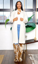 Lilah | Open Front Cardigan with Pockets - White - Cutely Covered