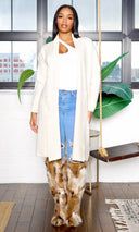 Lilah | Open Front Cardigan with Pockets - White - Cutely Covered
