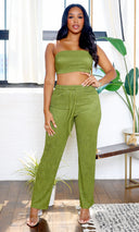 Anuradha | Strapless Cropped Tube Top & Wide Leg Pants Set - Cactus FINAL SALE - Cutely Covered