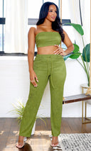 Anuradha | Strapless Cropped Tube Top & Wide Leg Pants Set - Cactus FINAL SALE - Cutely Covered