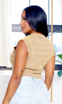 Mika | Sleeveless knitted Crop Top - Beige - Cutely Covered
