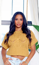 Brynne |  Crochet Sweater Top - Iced Coffee - Cutely Covered